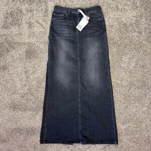 BDG Denim Skirt NWT Long Washed Black Size Small Grunge Goth Punk Festival $74